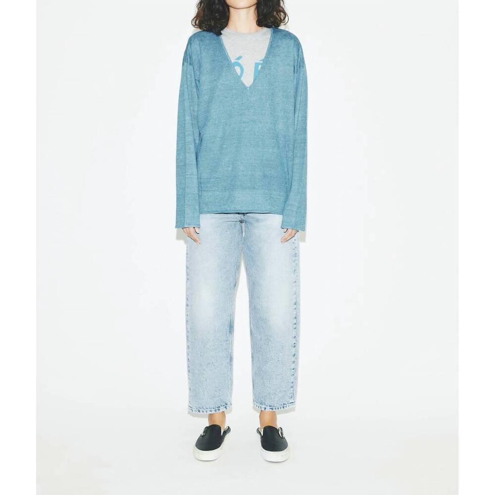 NEW 6397 slouchy v-neck top in teal